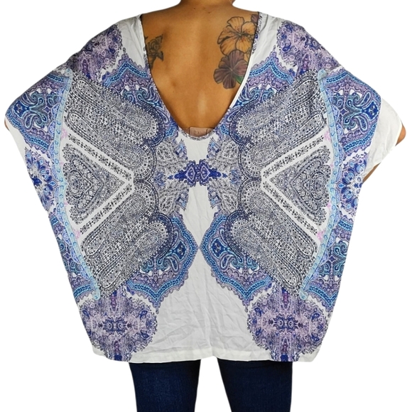 Victoria's Secret Oversized Midi Night Dress Size X Small White/Blue Paisley - Picture 6 of 6